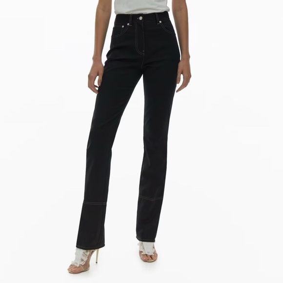 Helmut Lang Bootcut High Rise Cotton Black Pant - Picture 1 of 13